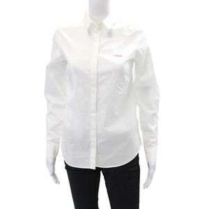 Maison Labiche Womens Cotton Long Sleeve Embroidered Button Down White Size XS